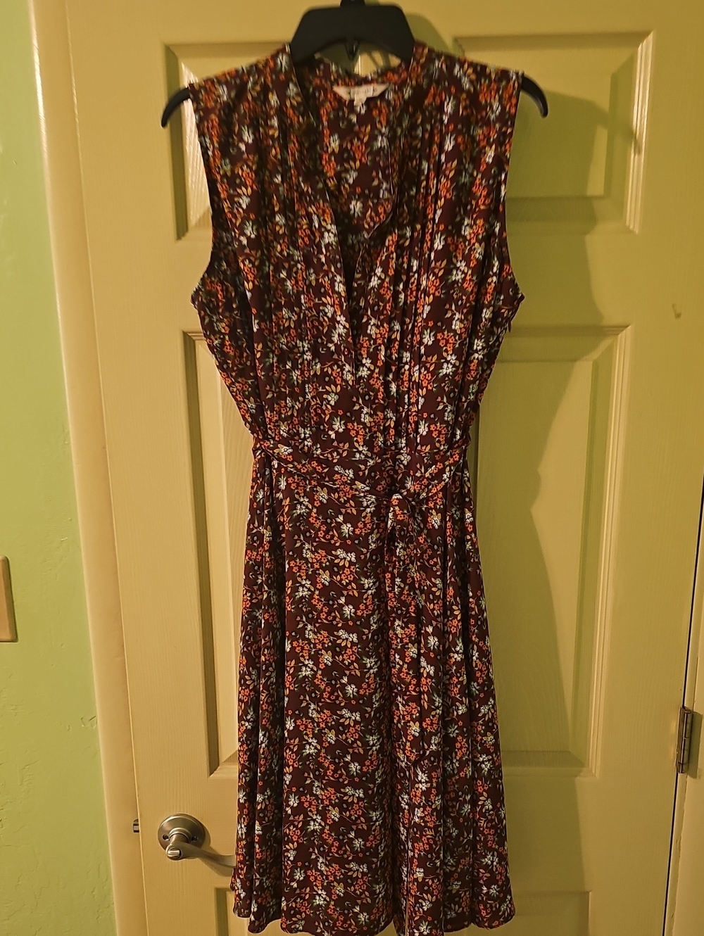 Nanette Lepore Burgundy Floral Sleeveless Midi Dress